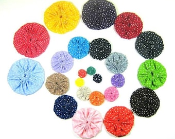 Fabric roses Jojo "Dots" 39 colors 6 sizes fabric flowers to sew and decorate
