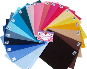 Tissu à repasser "Unis 1" 19 couleurs au choix, tissu patchwork - créez votre propre appliqué - Appliquez vous-même des chemises, des couettes, des oreillers !