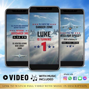 ANY TEXT Pilot Fighter Jet Planes Video Invitation Aviator Party Invite Animated | Canva Editable Template Instant Download