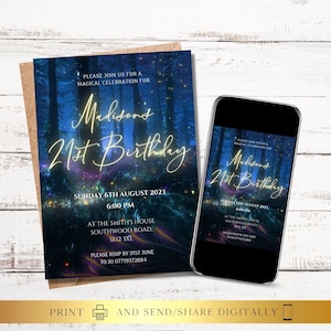ANY TEXT Enchanted Garden Forest Invitation, Fairy enchanted Forest Invite, Save The Date, Printable Canva Instant Download