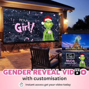 INSTANT ACCESS GIRL Video digital announcement gender reveal movie Wall projection Instant Messaging Fireworks Customised Personalised Text