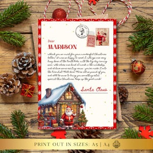 ELKE TEKST Bewerkbare kerstman bericht afdrukbare brief | Kerstbrief van de Noordpool | Canva Self Edit direct downloaden