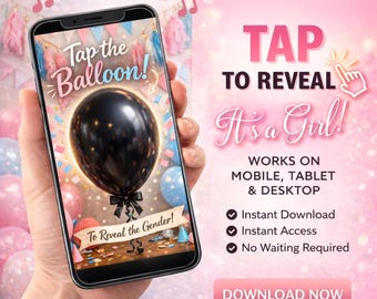 Geslachtsonthulling meisje – Interactieve digitale ballonpop – Tap The Balloon-video – Direct downloaden