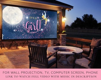 GIRL Gender Reveal Video digital announcement movie Birth Baby Shower | Wall projection and instant messaging