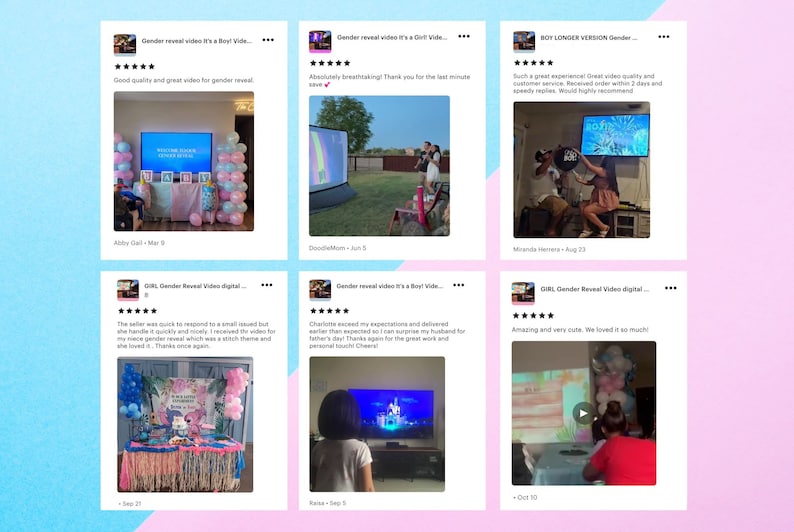 BOY Gender Reveal Video digital announcement movie Birth Baby Shower Wall projection and instant messaging image 7