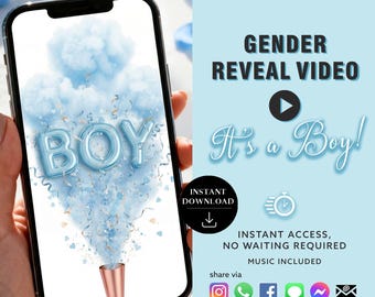 Boy Gender Reveal Video - Sofortiger Download Digitale Schwangerschaftsankündigung für Text, Social Media