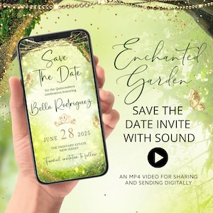ANY EVENT Verzauberter Feen-Prinzessingarten Save The Date Einladung, Video-Einladung, Verzauberter Wald Quinceamaßa, Magisches animiertes Video