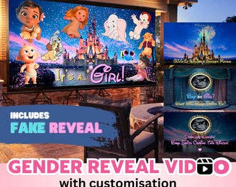 INSTANT ACCESS GIRL with fake reveal Video digital gender reveal movie Wall projection Instant Messaging Fireworks Customised Text