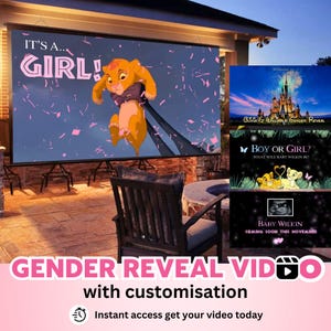 Gender Reveal Video – It’s a Girl – Customised Digital Baby Announcement Movie – Instant Download Text, Party, TV Wall Projection, WhatsApp