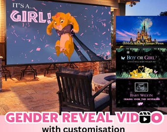 Gender Reveal Video – It’s a Girl – Customised Digital Baby Announcement Movie – Instant Download Text, Party, TV Wall Projection, WhatsApp