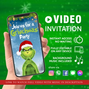 Christmas Video invite Animated  | Electronic invitation | Kids Birthday Invite | Christmas Party Invite Canva Self Edit Instant Download