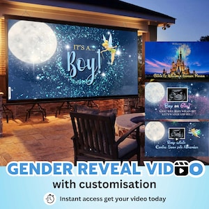 INSTANT ACCESS BOY Video digital announcement gender reveal movie | Wall projection Instant Messaging Fireworks Customised Personalised Text