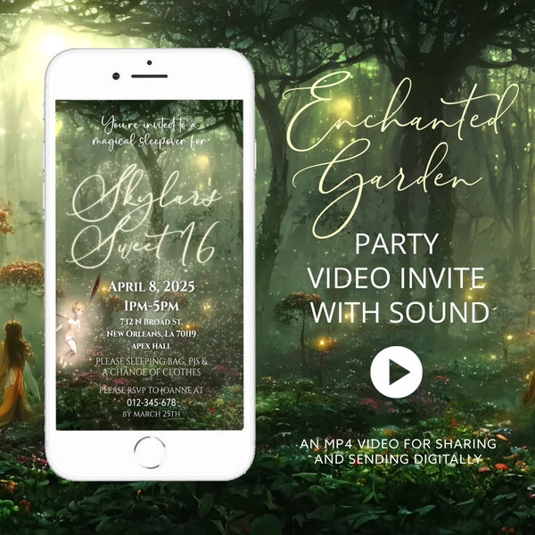 ANY EVENT Enchanted Garden Invitation, Fairy Garden Video Invitation, Enchanted Forest Invite, Animated Video, Save The Date, Magical EG03