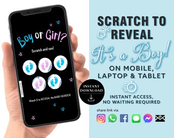 BOY Instant download Gender Reveal Digital Scratch card digital announcement | Email Text Social Media GR02