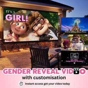 INSTANT ACCESS GIRL Video digital announcement gender reveal movie Wall projection Instant Messaging Fireworks Customised Personalised Text