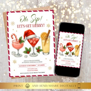 EDITABLE Christmas Cocktail Party Invite Festive Holiday Drinks Theme Digital & Printable Digital Invitation | Instant Download