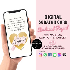Bridesmaid Proposal Scratch Card, Digital Scratch Card, Be My Bridesmaid Poem, Surprise Announcement card digital announcement | Email Text