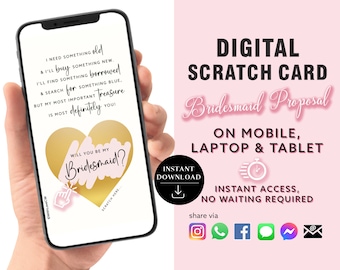 Bridesmaid Proposal Scratch Card, Digital Scratch Card, Be My Bridesmaid Poem, Surprise Announcement card digital announcement | Email Text