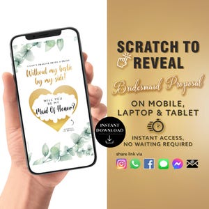 Carte à gratter pour proposition de demoiselle d'honneur, carte à gratter numérique, Be My MOH, faire-part numérique carte de vœux | Texte de l'e-mail