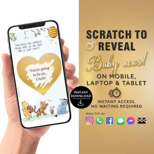 Uncle! Family Pregnancy Announcement Scratch Card | New Baby Surprise Pregnancy | Pregnancy reveal | Email Text