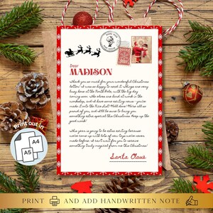 CUALQUIER TEXTO Editable Mensaje de Papá Noel Carta Imprimible / Carta de Navidad desde el Polo Norte / Canva Self Edit Descarga Instantánea