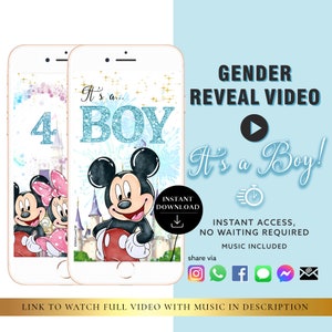 GARÇON Vidéo d'annonce numérique pour carte vidéo Gender Reveal à téléchargement immédiat | Feu d'artifice du compte à rebours des ballons sur les réseaux sociaux