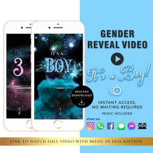 BOY Instant download Gender Reveal Video card digital announcement video | Email Text Social Media Balloon Magical Halloween Cauldron