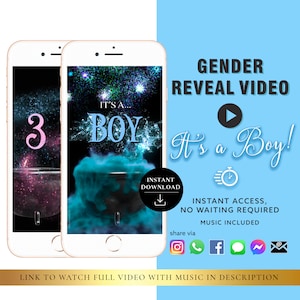 BOY Instant download Gender Reveal Video card digital announcement video | Email Text Social Media Balloon Magical Halloween Cauldron