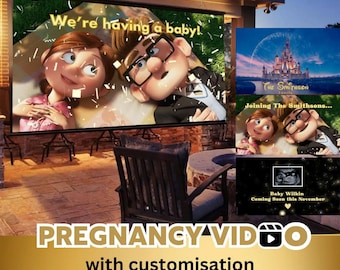 INSTANT ACCESS Pregnancy Announcement Reveal Video movie Baby Shower Wall projection and instant messaging Customised Personalised Text