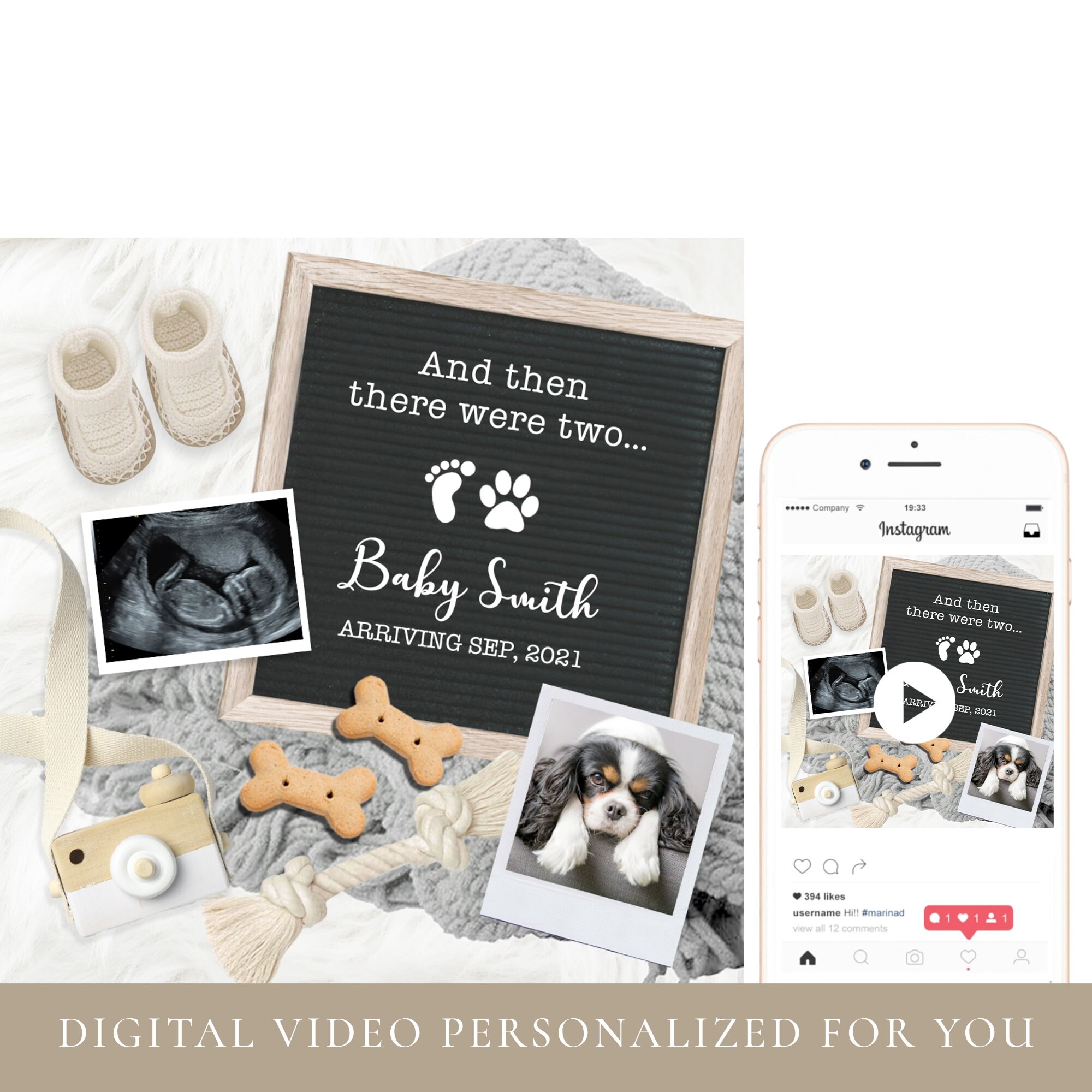 Dog Theme Baby Announcement Video Gender Reveal Idea for pet | Etsy