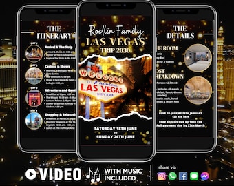 Animated Las Vegas Itinerary Video Invite | Canva, Music Included (Instant Download)