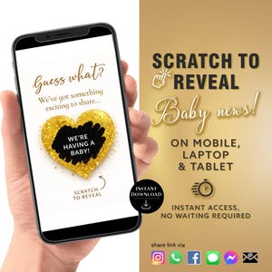 Pregnancy Announcement Scratch Card, Baby Reveal Scratch Card, New Baby, Surprise Baby Announcement card digital announcement | Email Text