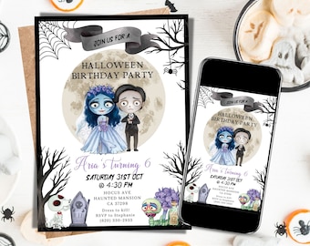 ANY TEXT Corpse Bride Halloween Invite |  Birthday Halloween Invitation | Digital and Printable Invite Editable Template | Instant Download