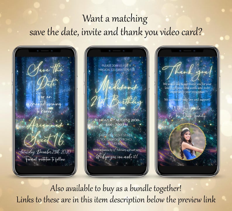 Enchanted Garden Save the Date Video Invite with Music, Fairy Woodland Digital Save the Date, Sweet 16 or Any Event Instant Download image 5