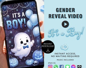 Oh Sheet Boy Gender Reveal Video Invitation, Ghostly Cauldron Animated Evite, Halloween Reveal Party, Spooky - Instant Download