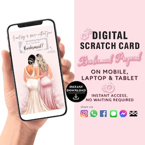 Carte à gratter pour proposition de demoiselle d'honneur, carte à gratter numérique, soyez ma demoiselle d'honneur, faire-part numérique carte de vœux | Texte de l'e-mail