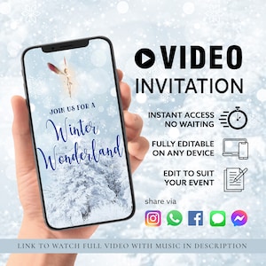 ANY TEXT Winter Wonderland Fairy Invitation, Birthday Party, Baby Shower Video, Evite | Canva Self EditVideo Template Instant Download