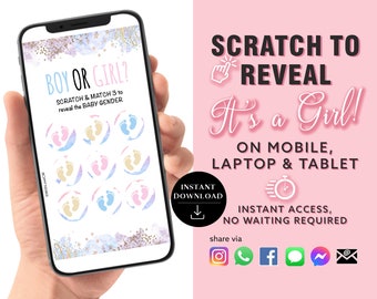 GIRL Instant download Gender Reveal Digital Scratch card digital announcement | Email Text Social Media GR03