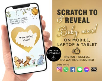 Pregnancy Announcement Scratch Card, Baby Reveal Scratch Card, New Baby, Surprise Baby Announcement card digital announcement | Email Text