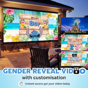 INSTANT ACCESS BOY Video digital announcement gender reveal movie Wall projection Instant Messaging Fireworks Customised Personalised Text