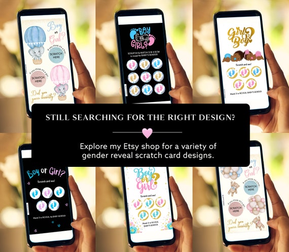 GIRL Instant download Gender Reveal Digital Scratch card digital announcement | Email Text Social Media Teddy Bear Balloons