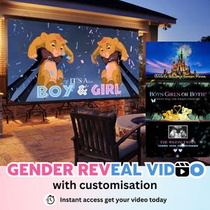INSTANT ACCESS TWINS Boy & Girl Video digital announcement gender reveal movie Wall projection Messaging Customised Personalised Text