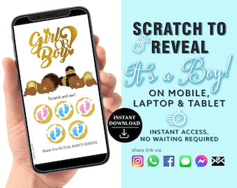 BOY Instant download Gender Reveal Digital Scratch card digital announcement