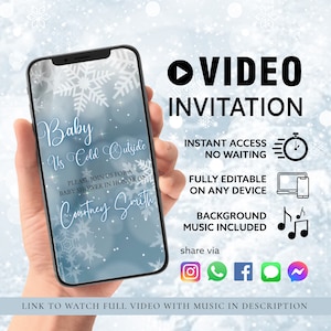 ANY TEXT Winter Wonderland Invitation, Birthday Party, Baby Shower Video, Evite | Canva Self Edit Video Instant Download