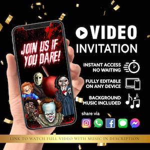 ANY TEXT Halloween Horror Party Invite Knife Animated Video Invitation | Editable Video Instant Download