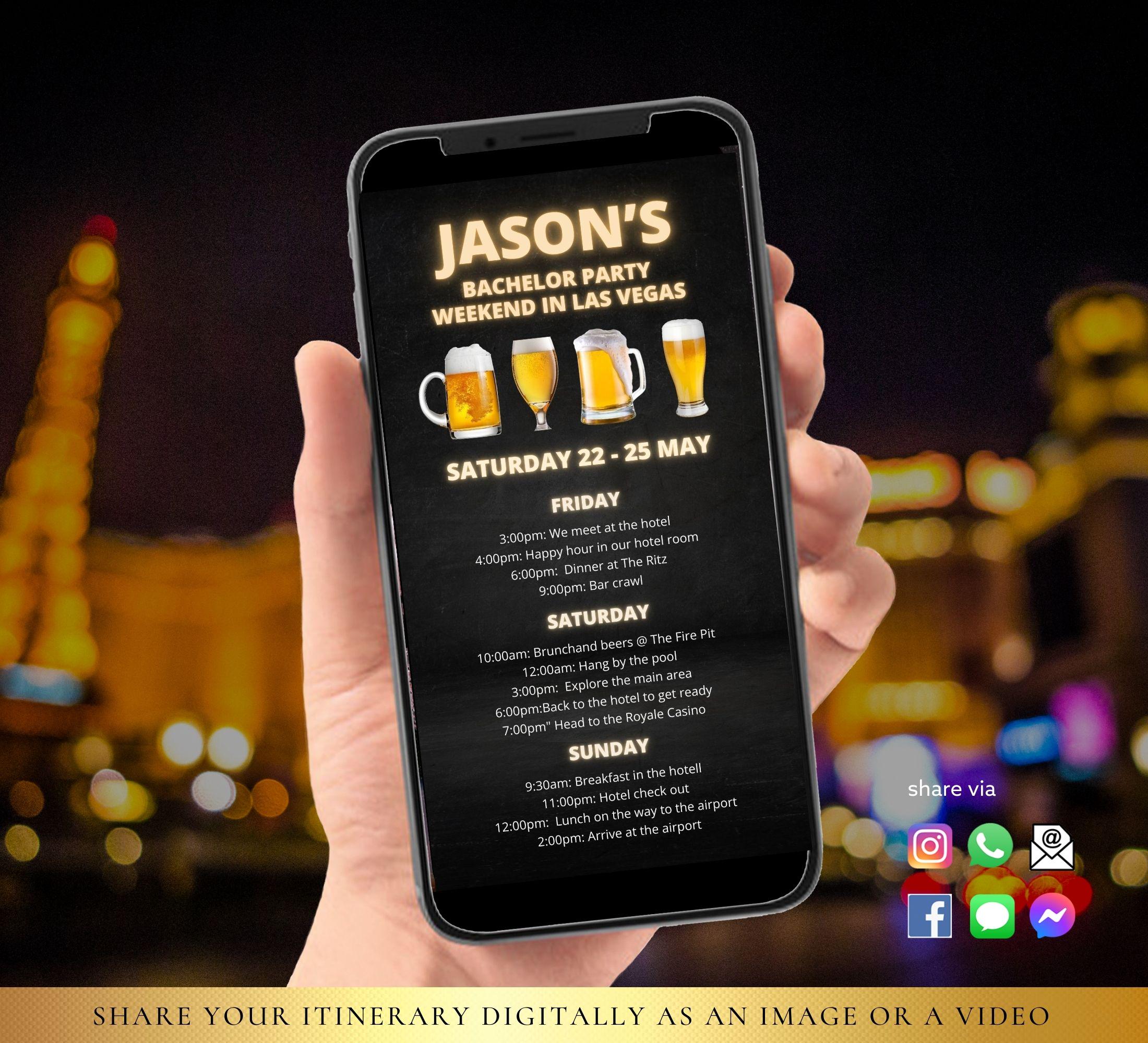 ANY TEXT Bachelor Weekend Itinerary Stag Party Itinerary Template | Digital Schedule