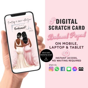 Carte à gratter pour proposition de demoiselle d'honneur, carte à gratter numérique, soyez ma demoiselle d'honneur, faire-part numérique carte de vœux | Texte de l'e-mail
