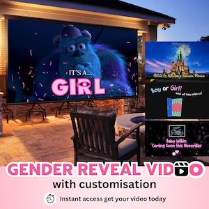 Gender Reveal Video – It’s a Girl – Customised Digital Baby Announcement Movie – Instant Download Text, Party, TV Wall Projection, WhatsApp