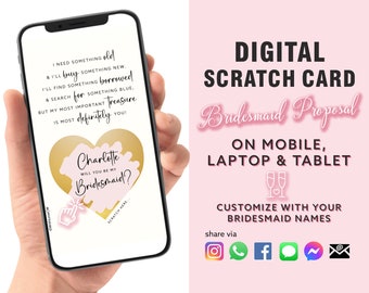 Personalised Bridesmaid Proposal Scratch Card, Digital Scratch Card, Be My Bridesmaid Poem, Surprise Card digital announcement | Email Text