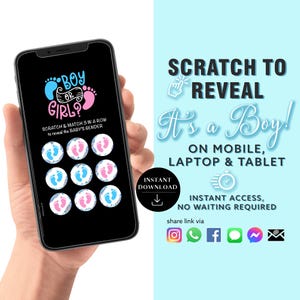 GARÇON Annonce numérique de carte à gratter numérique Gender Reveal à téléchargement immédiat | E-mail SMS Réseaux sociaux